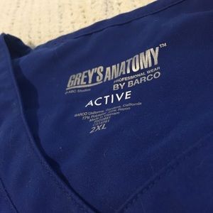 2XL GREY’s ANATOMY Blue Active Scrub Top